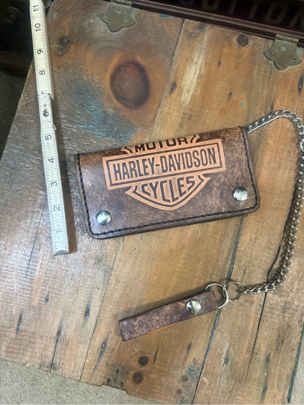 Harley-Davidson leather biker chain wallet. - Picture 3 of 7